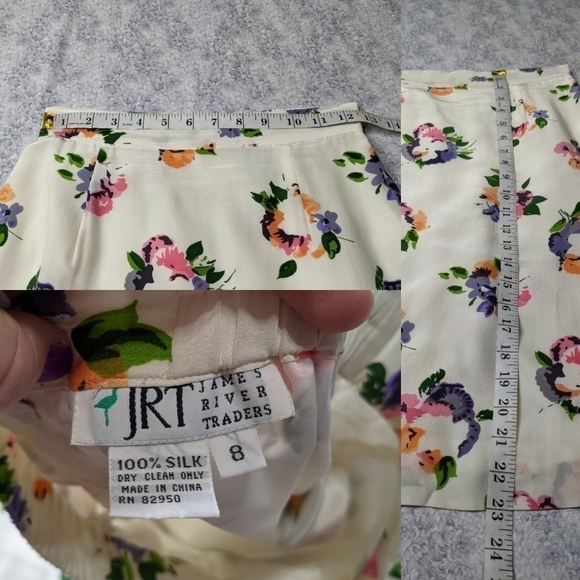 ✨3/$15 Vintage James River Traders cream floral skirt 8 - Picture 5 of 6